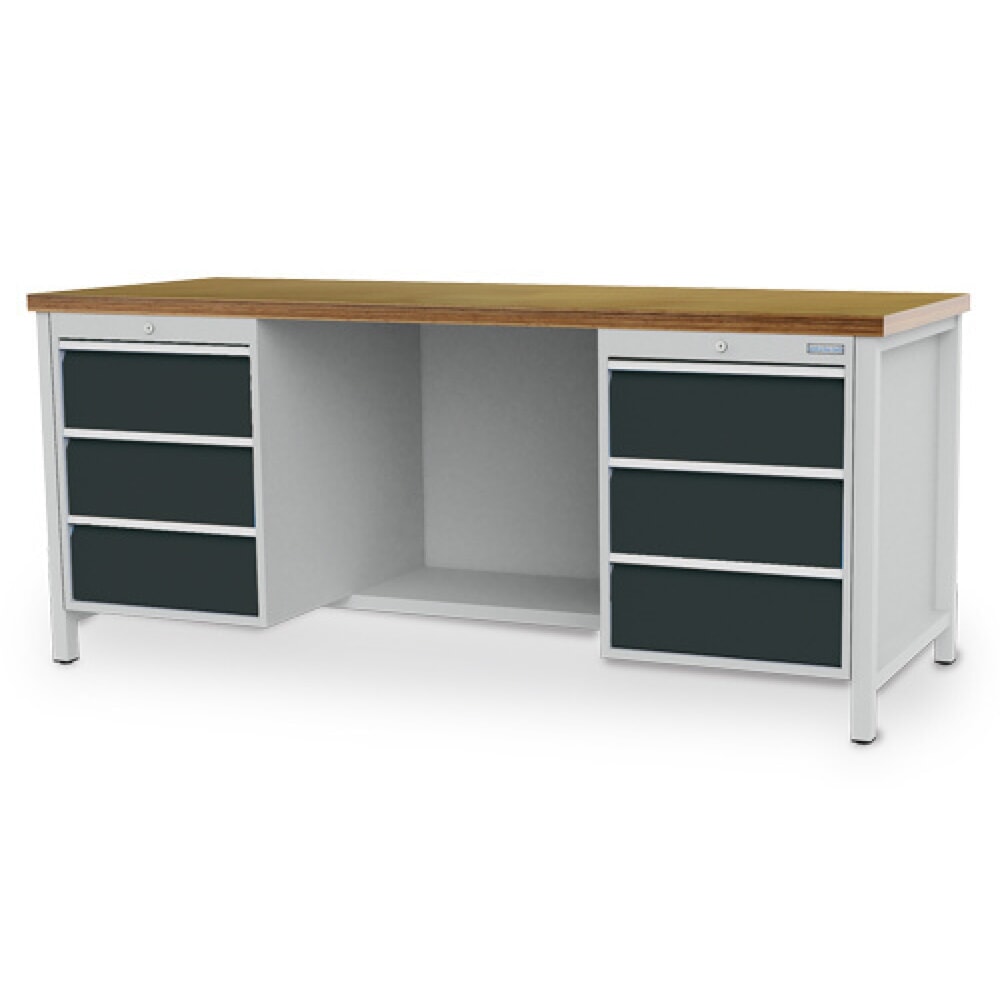 Immagine del prodotto: Banco da lavoro Bedrunka+Hirth R 18-24, AxLxP 859 x 2.000 x 750 mm, grigio chiaro, grigio antracite, 6 cassetti 6x200 mm