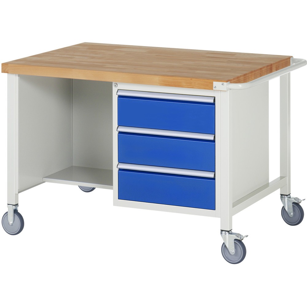 Immagine del prodotto: RAU Banco da lavoro mobile Serie 8000, HxLxP 880 x 1.250 x 900 mm, 1 contenitore doppio nella base, con 3 cassetti e vano portaoggetti
