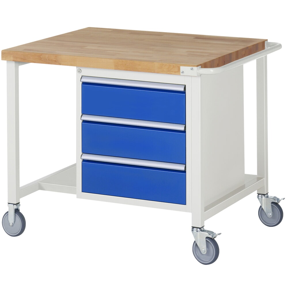 Immagine del prodotto: RAU Banco da lavoro mobile Serie 8000, HxLxP 880 x 1.000 x 900 mm, 1 contenitore nella base, con 3 cassetti