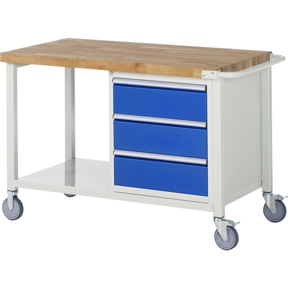 Immagine del prodotto: RAU Banco da lavoro mobile Serie 8000, HxLxP 880 x 1.250 x 700 mm, 1 contenitore nella base, con 3 cassetti