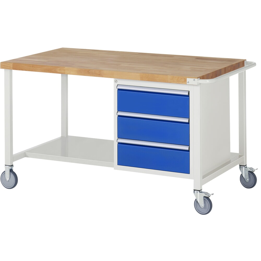 Immagine del prodotto: RAU Banco da lavoro mobile Serie 8000, HxLxP 880 x 1.500 x 900 mm, 1 contenitore nella base, con 3 cassetti