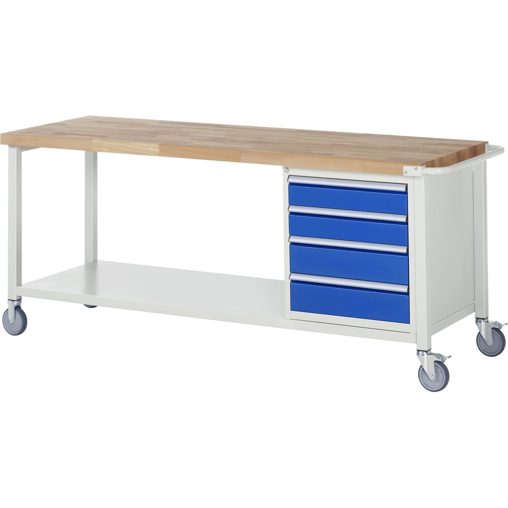 Immagine del prodotto: RAU Banco da lavoro mobile Serie 8000, HxLxP 880 x 2.000 x 700 mm, 1 contenitore nella base, con 4 cassetti