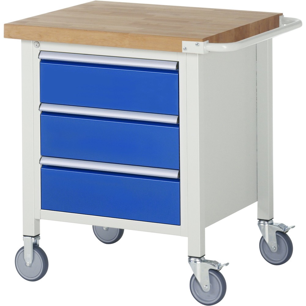 Immagine del prodotto: Banco da lavoro mobile RAU serie 8000, 1 contenitore, HxLxP 880-1.080 x 750 x 700 mm, 3 cassetti 3 x 180 mm