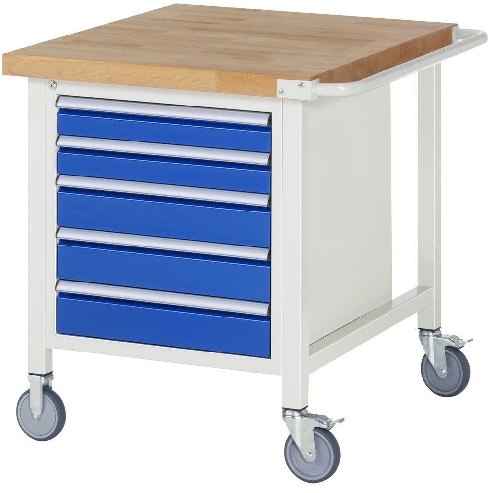Immagine del prodotto: RAU Banco da lavoro mobile Serie 8000, HxLxP 880 x 750 x 900 mm, 1 contenitore nella base, con 5 cassetti