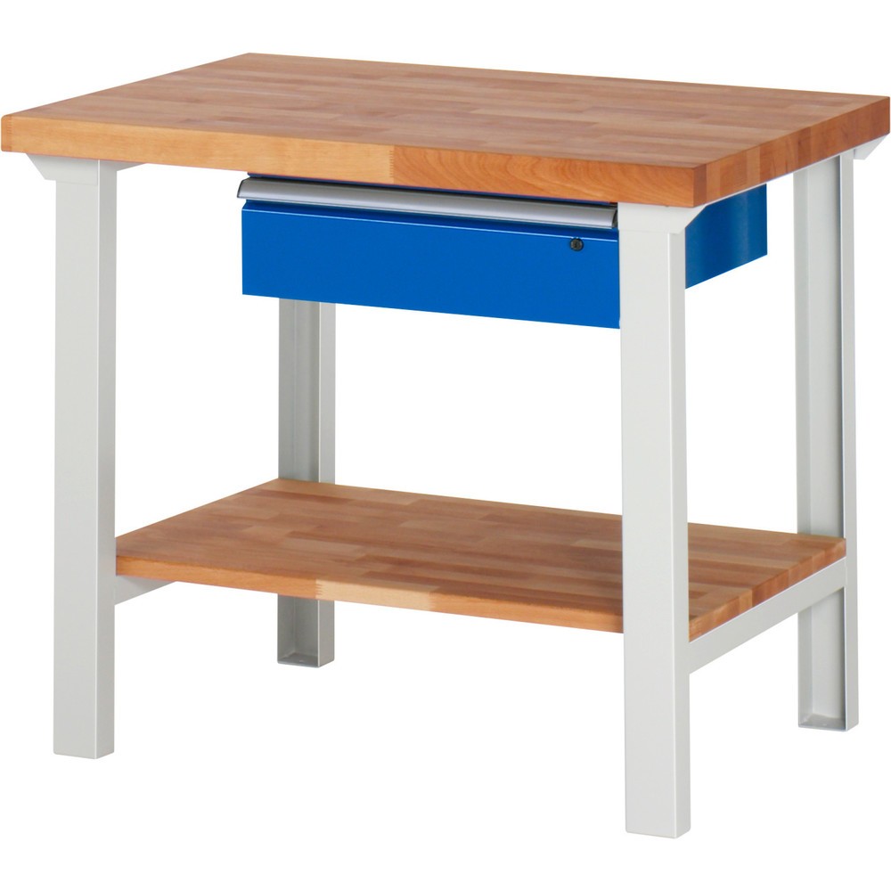 Immagine del prodotto: Banco da lavoro RAU serie 7000, 1 piano di appoggio in faggio massiccio, AxLxP 840 x 1.000 x 700 mm, 1 cassetto 1 x 150 mm
