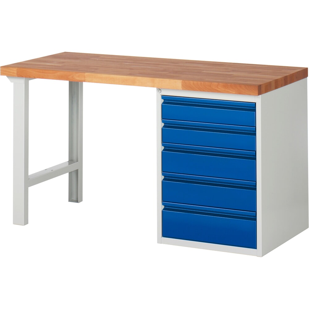 Immagine del prodotto: Banco da lavoro RAU serie 7000, 1 contenitore, AxLxP 890 x 1.500 x 700 mm, 5 cassetti estraibili al 90% 2 x 120, 2 x 150, 1 x 180 mm, portata cassetti 100 kg