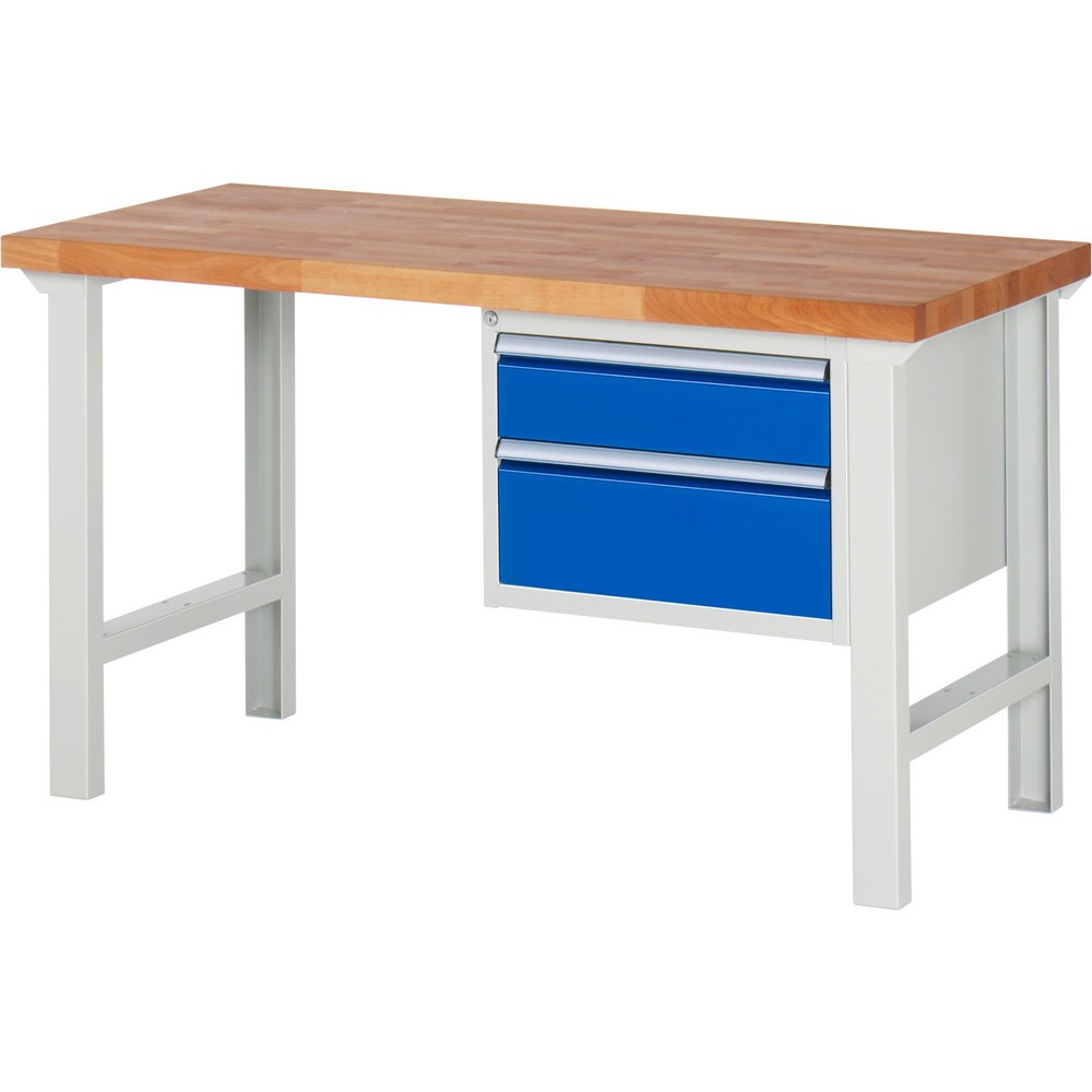 Immagine del prodotto n. 1: Banco da lavoro RAU serie 7000, 1 contenitore, AxLxP 840 x 1.500 x 700 mm, 2 cassetti estraibili al 90% 1 x 150, 1 x 210 mm