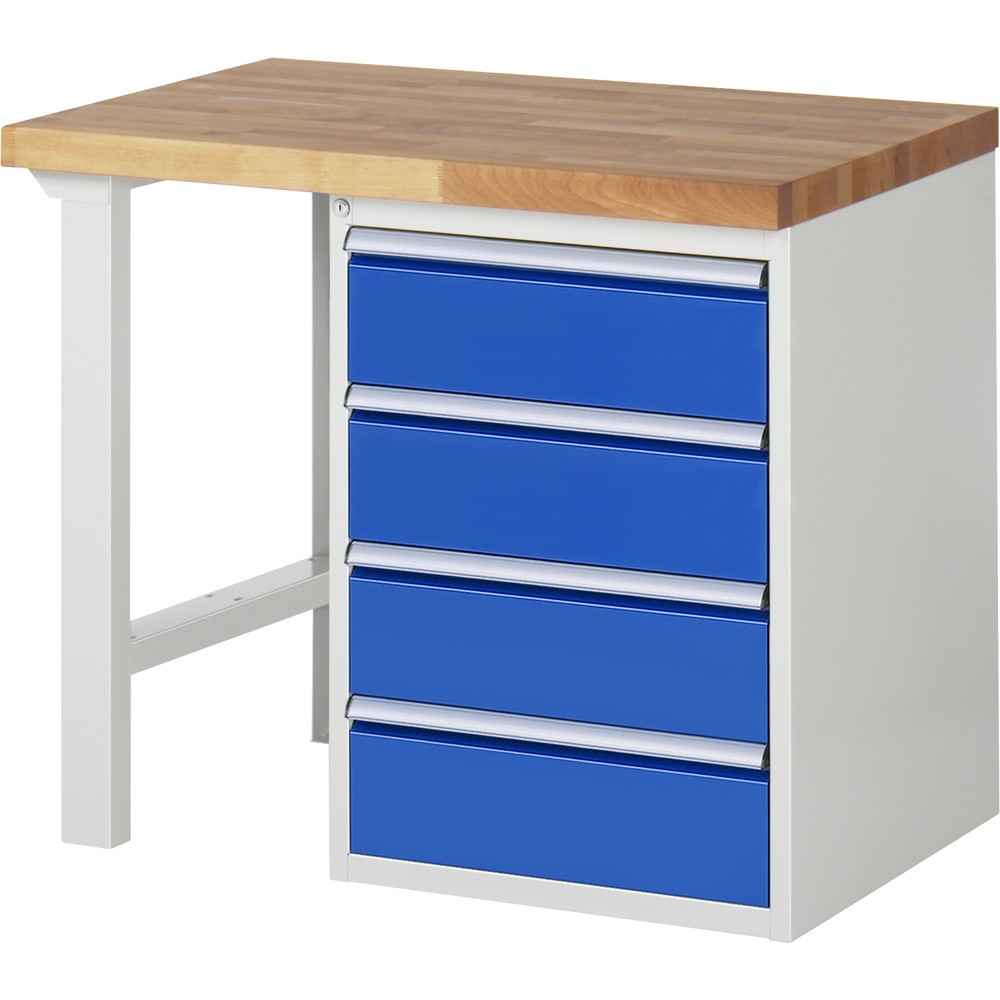 Immagine del prodotto: RAU Banco da lavoro Serie 7000, HxLxP 890 x 1.000 x 700 mm, 1 contenitore nella base a destra, con 4 cassetti