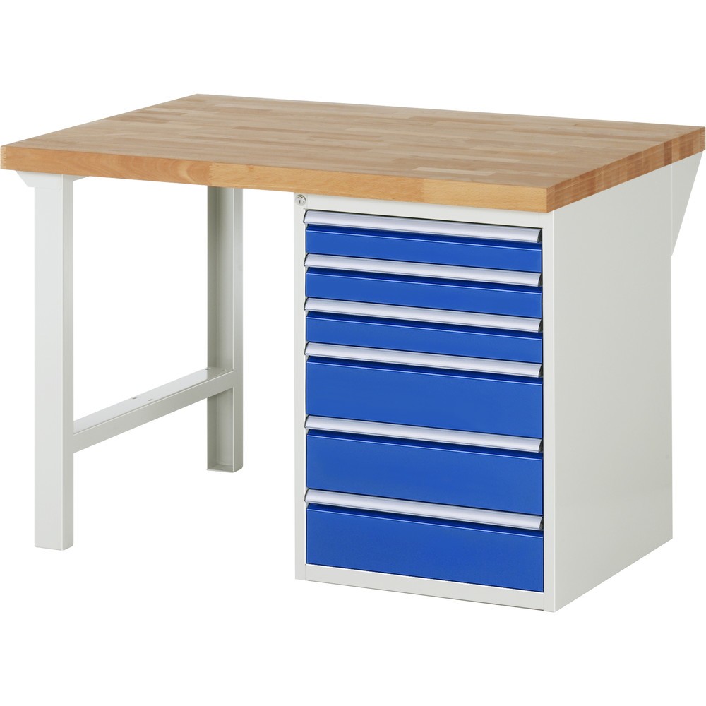 Immagine del prodotto: RAU Banco da lavoro Serie 7000, HxLxP 890 x 1.250 x 900 mm, 1 contenitore nella base a destra, con 6 cassetti
