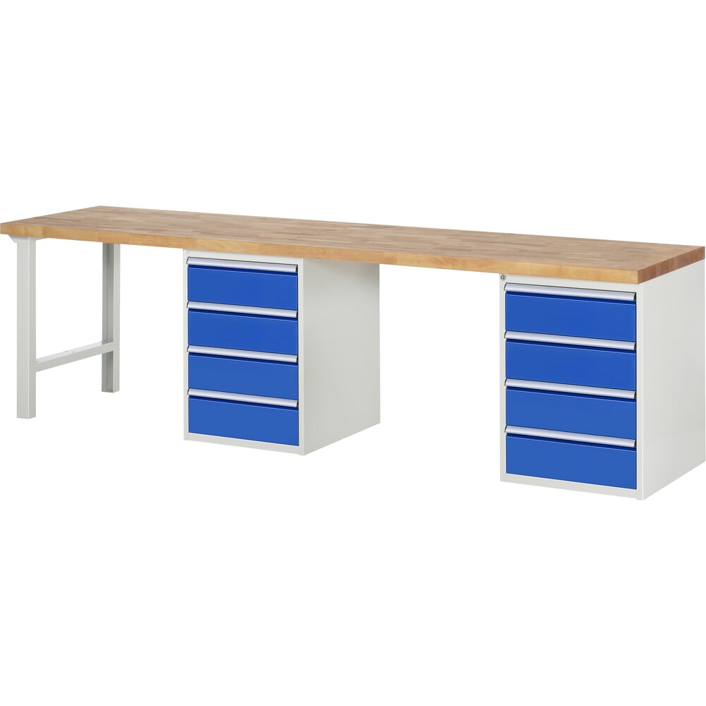 Immagine del prodotto: Banco da lavoro RAU serie 7000, 2 contenitori, AxLxP 890 x 3.000 x 700 mm, 8 cassetti estraibili al 100% 8 x 180 mm