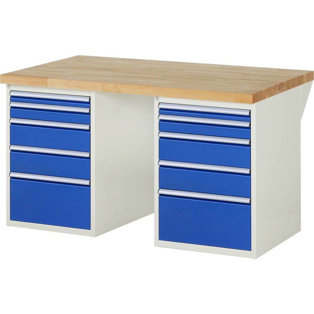 Immagine del prodotto: RAU Banco da lavoro Serie 7000, HxLxP 890 x 1.500 x 900 mm, 2 contenitori nella base, ciascuno con 5 cassetti