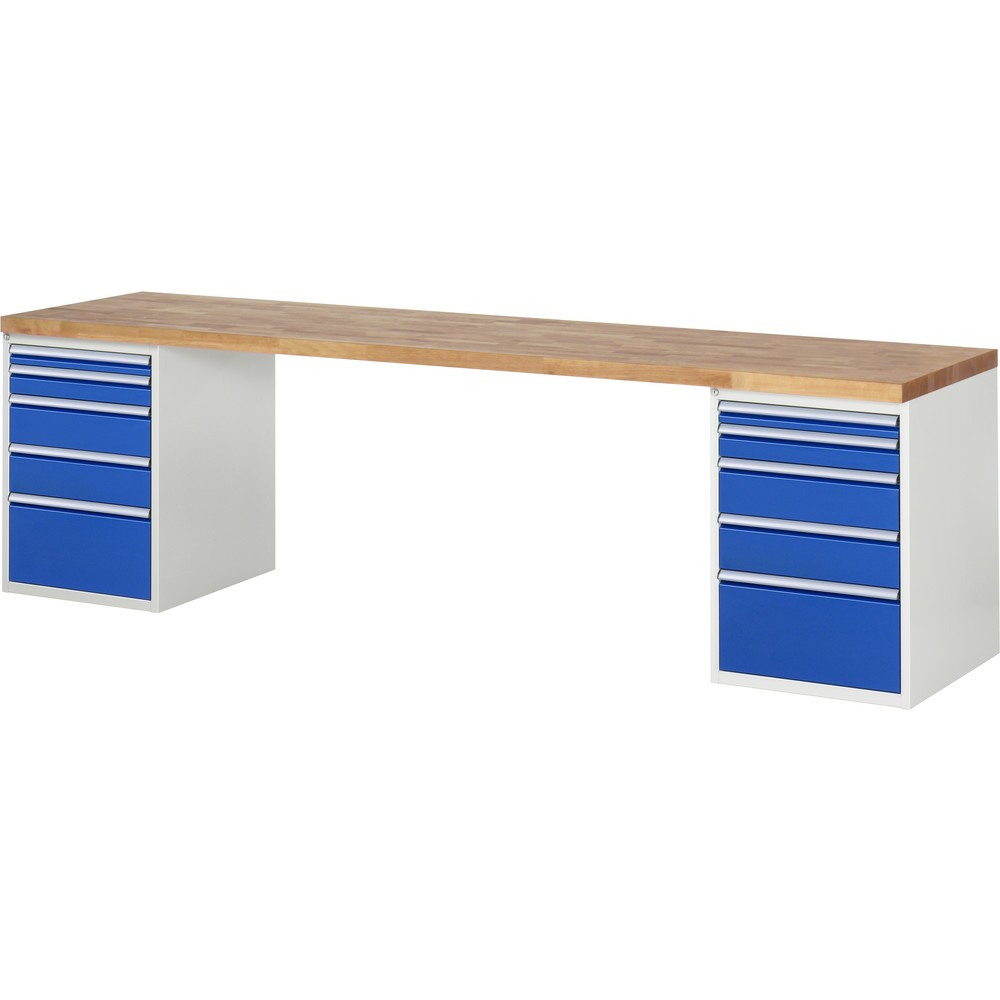 Immagine del prodotto: RAU Banco da lavoro Serie 7000, HxLxP 890 x 3.000 x 700 mm, 2 contenitori nella base, ciascuno con 5 cassetti