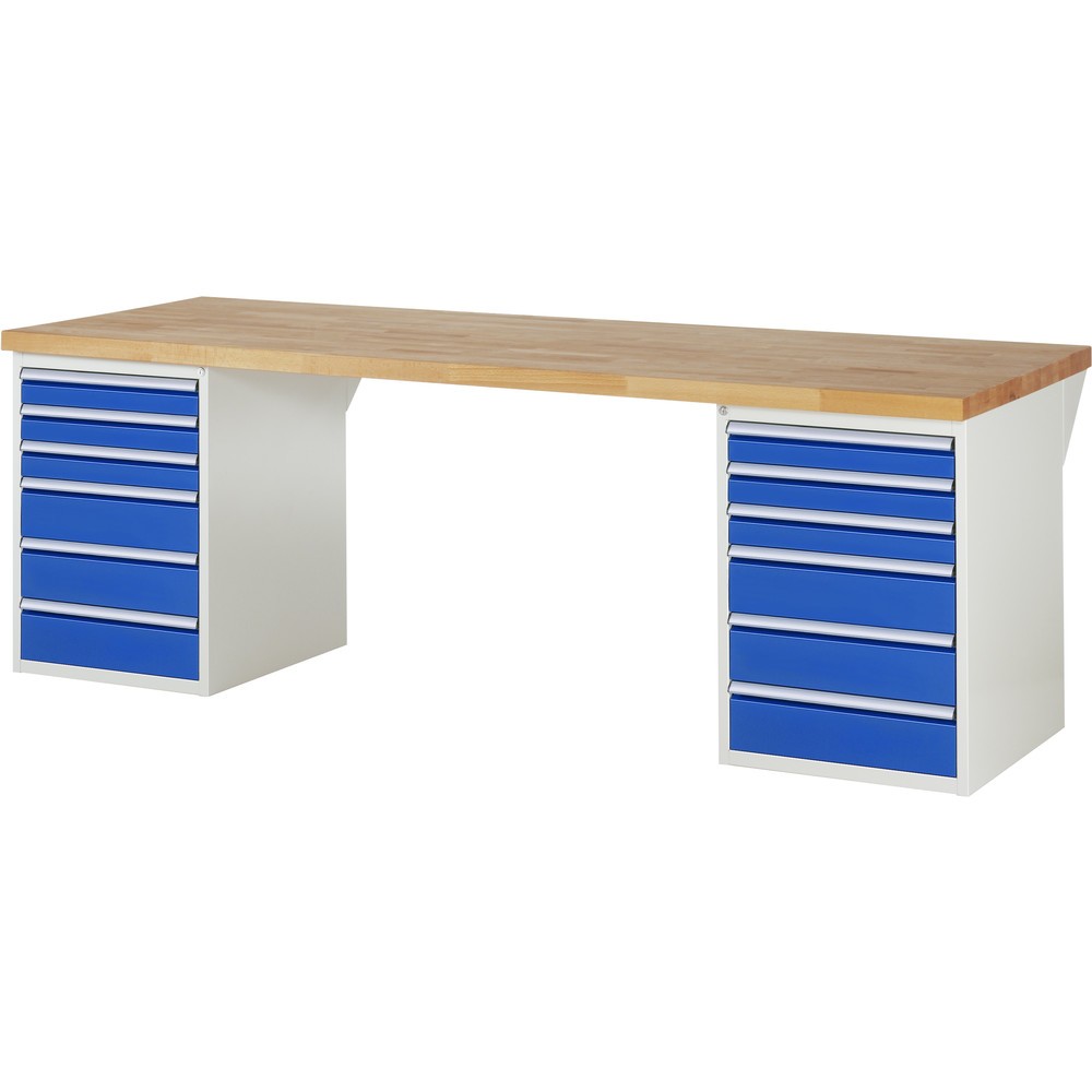 Immagine del prodotto: RAU Banco da lavoro Serie 7000, HxLxP 890 x 2.500 x 900 mm, 2 contenitori nella base, ciascuno con 6 cassetti