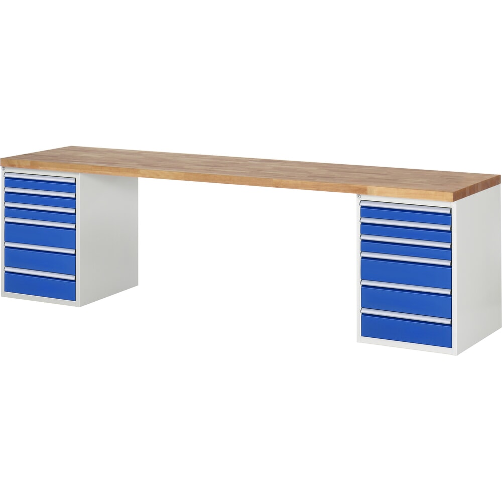 Immagine del prodotto: RAU Banco da lavoro Serie 7000, HxLxP 890 x 3.000 x 700 mm, 2 contenitori nella base, ciascuno con 6 cassetti