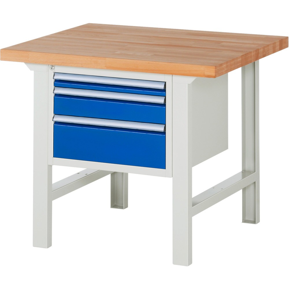 Immagine del prodotto: Banco da lavoro RAU serie 7000, 1 contenitore, AxLxP 840 x 1.000 x 900 mm, 3 cassetti estraibili al 90% 1 x 60, 1 x 120, 1 x 180 mm, portata cassetti 100 kg