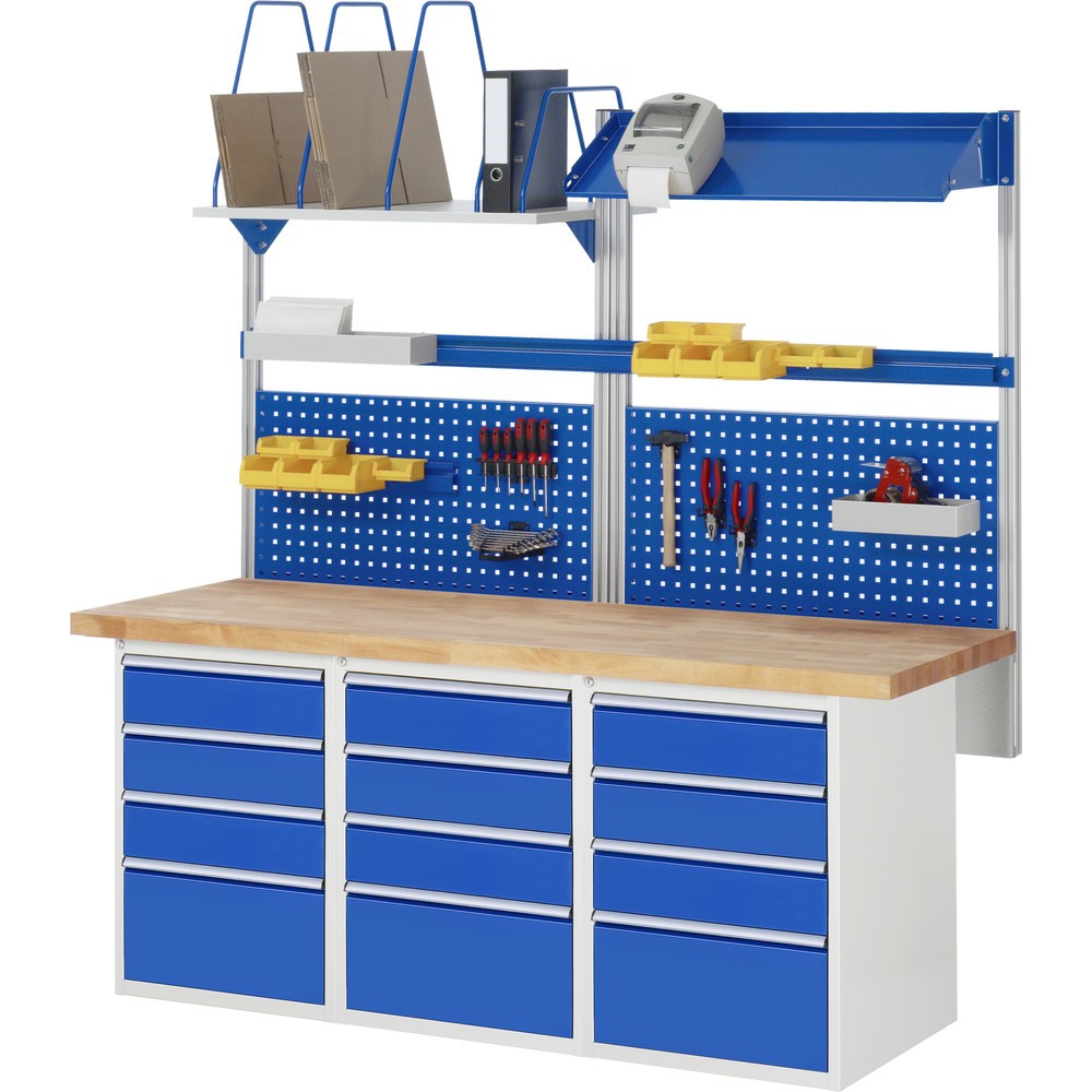 Immagine del prodotto n. 5: Banco da lavoro RAU serie 7000, 3 contenitori, AxLxP 840 x 2.000 x 700 mm, 12 cassetti estraibili al 90% 9 x 150 mm, 3 x 270 mm