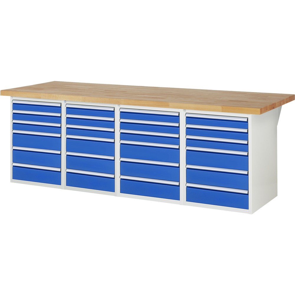 Immagine del prodotto: RAU Banco da lavoro Serie 7000, HxLxP 890 x 2.500 x 900 mm, 4 contenitori nella base, ciascuno con 6 cassetti