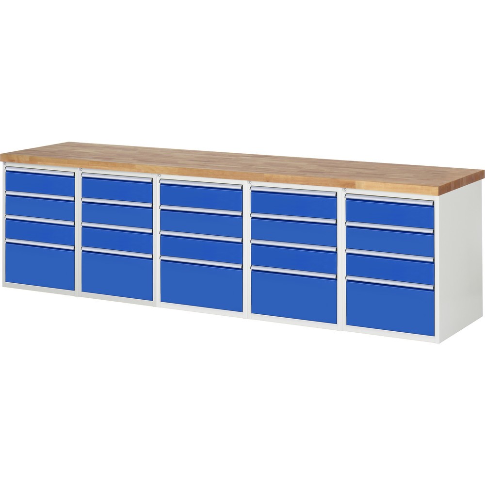 Immagine del prodotto: RAU Banco da lavoro Serie 7000, HxLxP 890 x 3.000 x 700 mm, 5 contenitori nella base, ciascuno con 5 cassetti