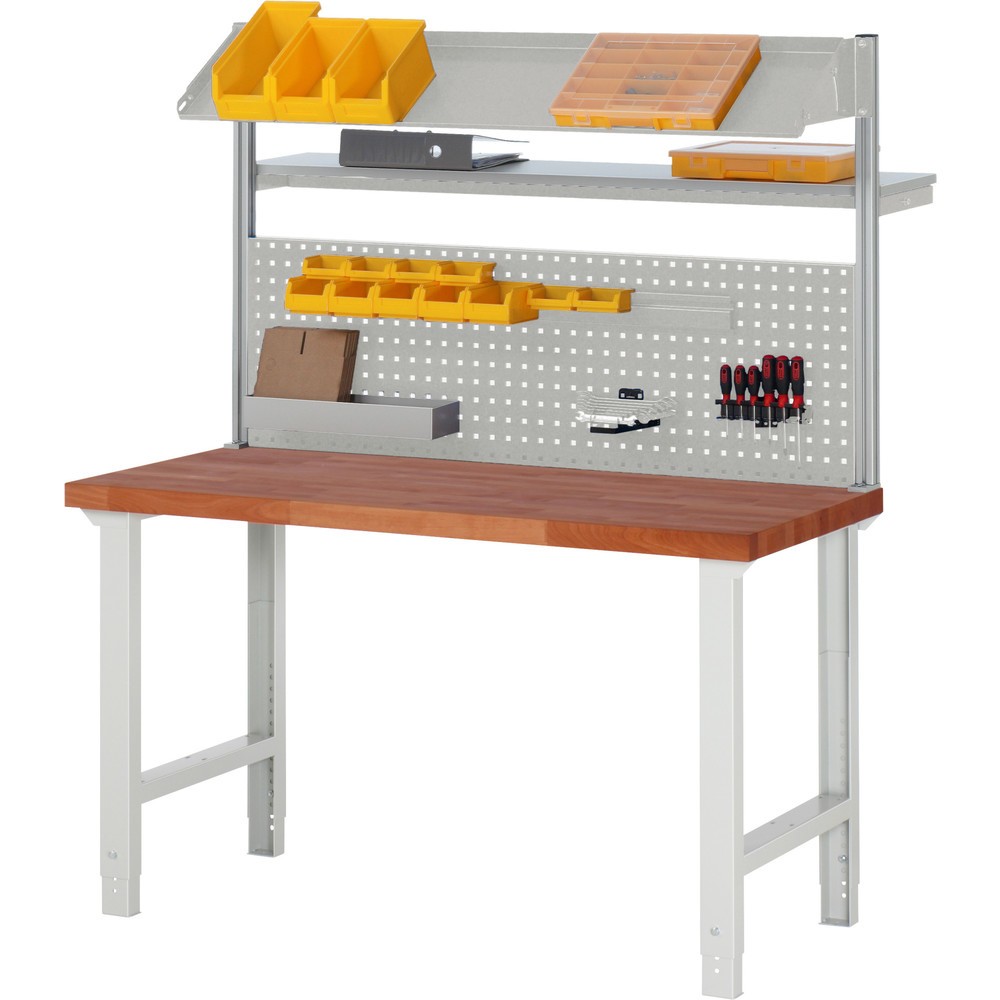 Immagine del prodotto n. 2: Banco da lavoro pesante RAU serie 7000, piano di lavoro in faggio ramato massiccio, AxLxP 790-1.140 x 1.500 x 700 mm