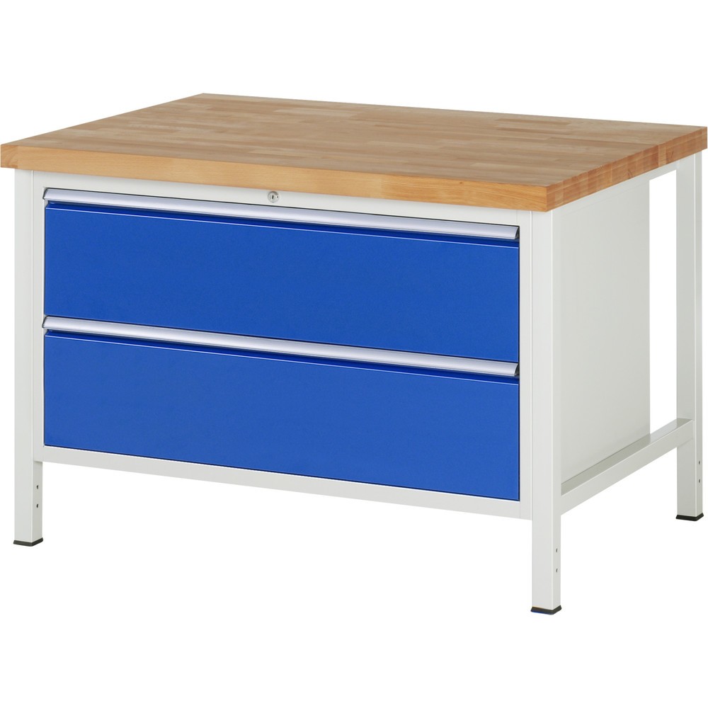 Immagine del prodotto: Banco da lavoro RAU serie 8000, AxLxP 840 x 1.250 x 900 mm, 2 cassetti estraibili al 100% 2 x 270 mm, portata cassetti 50 kg