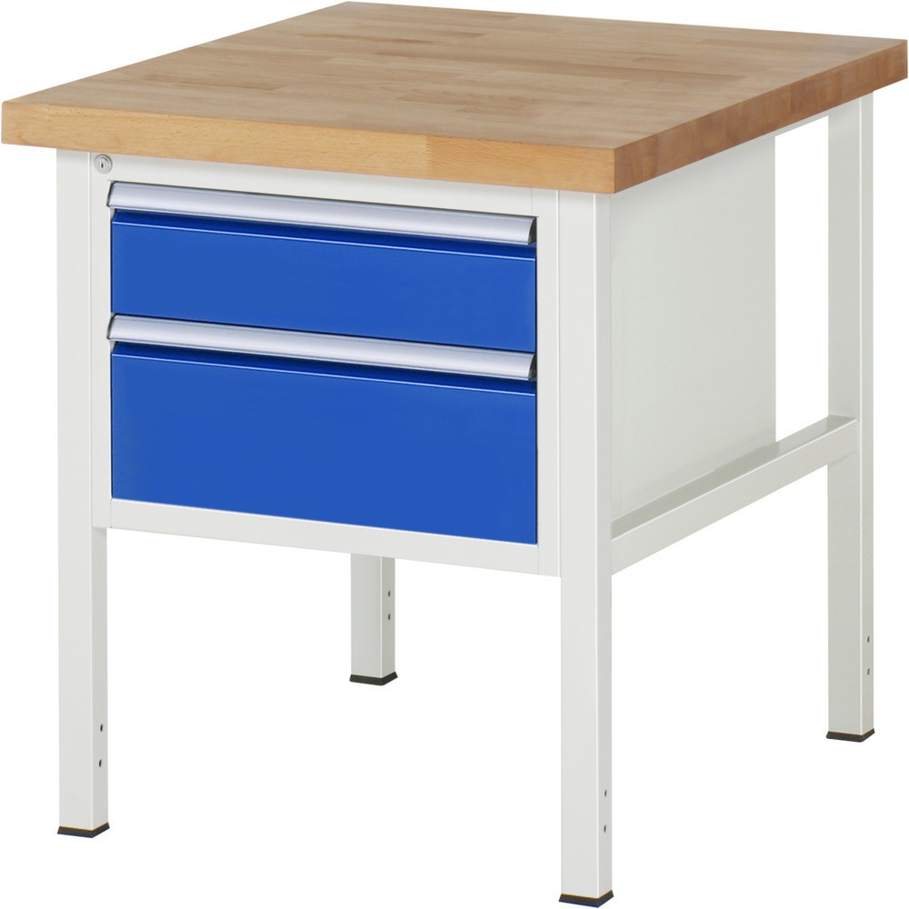 Immagine del prodotto: Banco da lavoro RAU serie 8000, AxLxP 840-1.040 x 750 x 900 mm, 2 cassetti estraibili al 90% 1 x 150, 1 x 210 mm, portata cassetti 100 kg