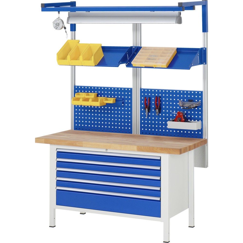 Immagine del prodotto n. 5: Banco da lavoro RAU serie 8000, AxLxP 840 x 1.500 x 700 mm, 2 cassetti estraibili al 100% 2 x 270 mm, portata cassetti 50 kg