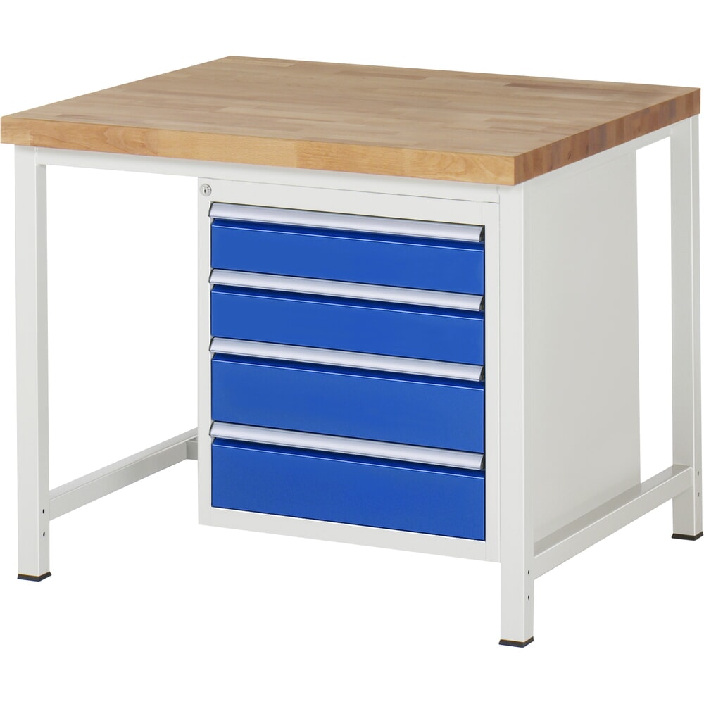 Immagine del prodotto: RAU Banco da lavoro Serie 8000, HxLxP 840-1.040 x 1.000 x 900 mm, 1 contenitore nella base a destra, con 4 cassetti