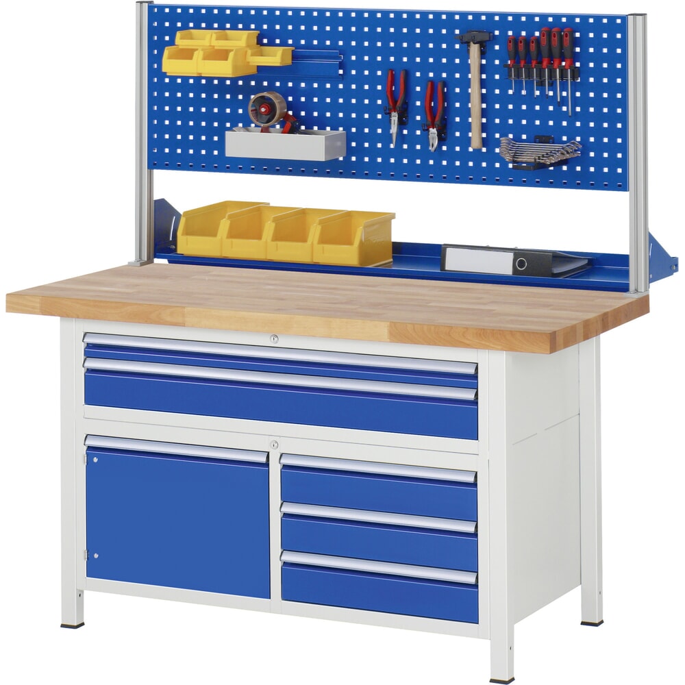 Immagine del prodotto n. 7: Banco da lavoro RAU serie 8000, 1 contenitore triplo, AxLxP 840-1.040 x 1.500 x 700 mm, 7 cassetti estraibili al 100% 3 x 60, 4 x 180 mm