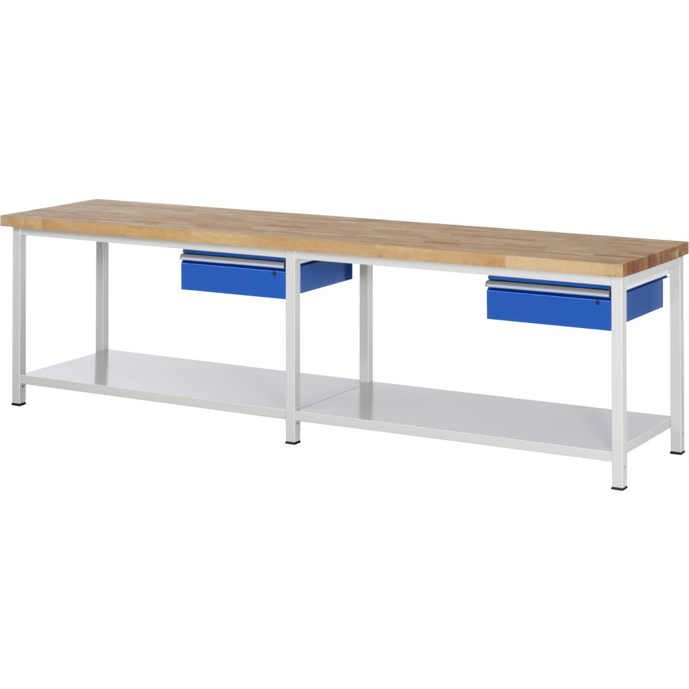 Immagine del prodotto: Banco da lavoro RAU serie 8000, AxLxP 840 x 3.000 x 700 mm, 2 cassetti, 1 piano di appoggio, profondità 650 mm