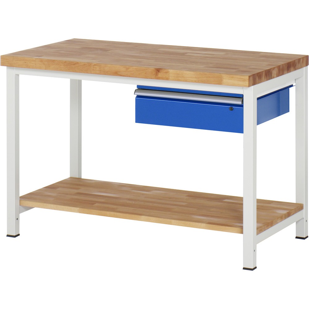 Immagine del prodotto: RAU Banco da lavoro Serie 8000, HxLxP 840-1.040 x 1.250 x 700 mm, 1 cassetto a destra, piano di appoggio inferiore
