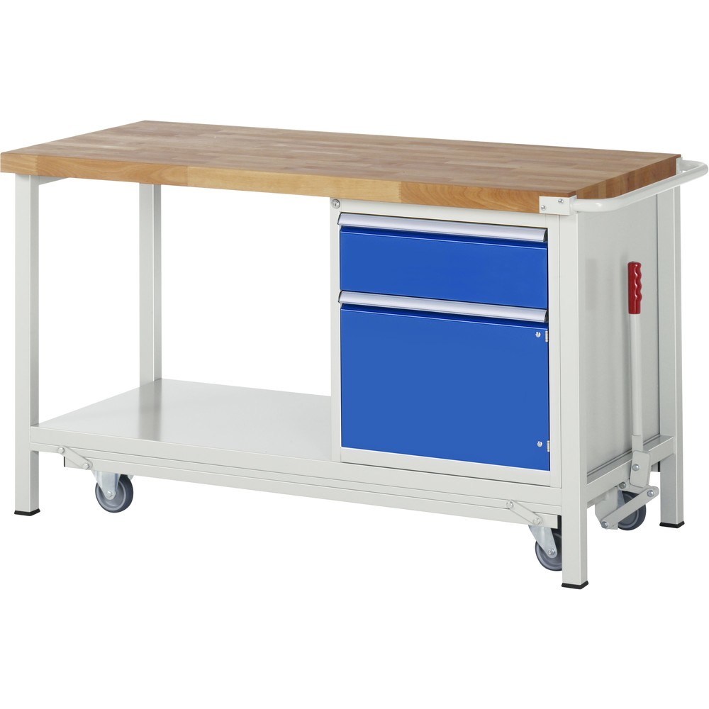 Immagine del prodotto: RAU Banco da lavoro con carrello Serie 8000, HxLxP 880 x 1.500 x 700 mm, 1 contenitore nella base a destra, con 1 cassetto e 1 anta battente