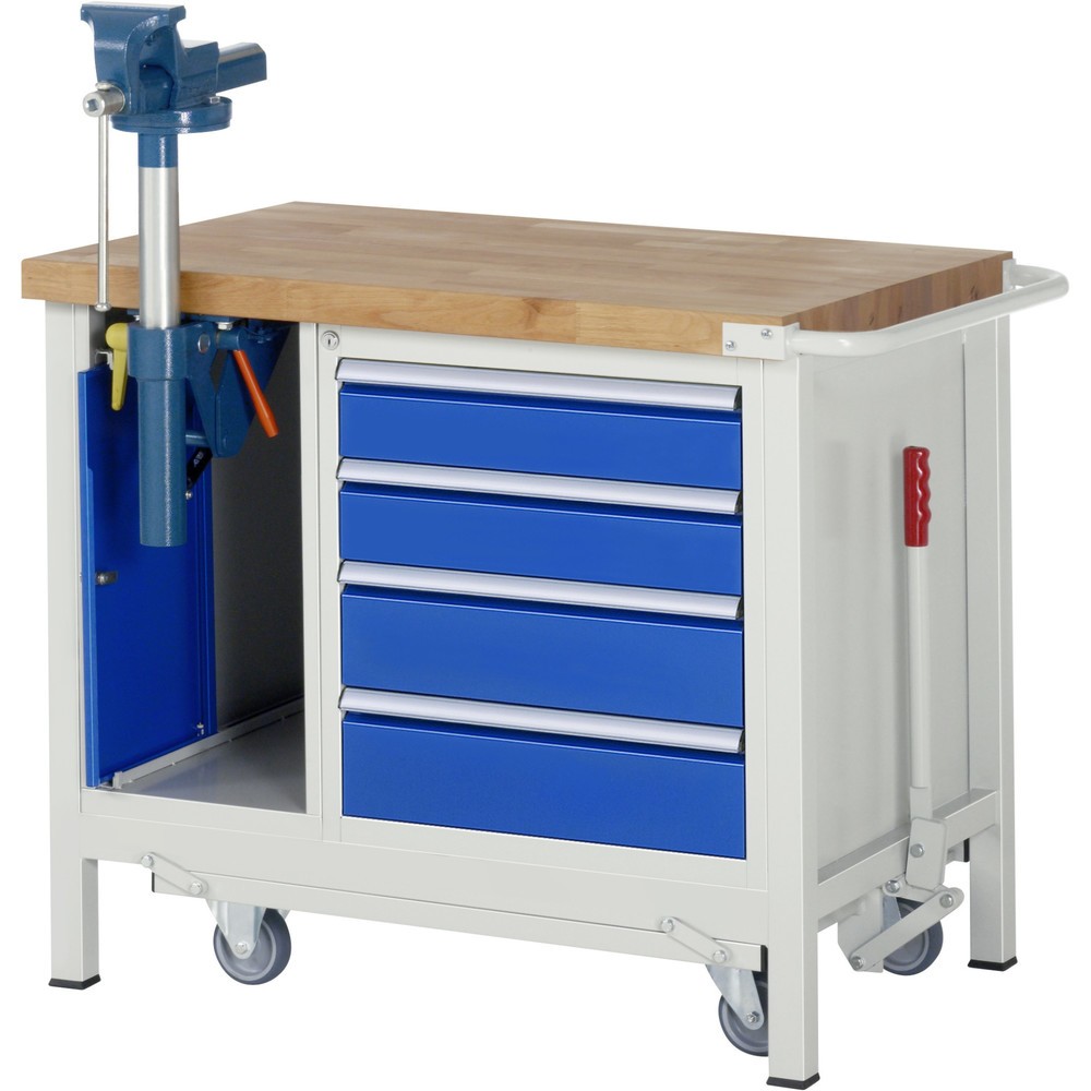 Immagine del prodotto n. 10: Banco da lavoro RAU serie 8000 con telaio abbassabile, 2 contenitori, AxLxP 880 x 1.000 x 700 mm, 5 cassetti 2 x 90 mm, 3 x 120 mm