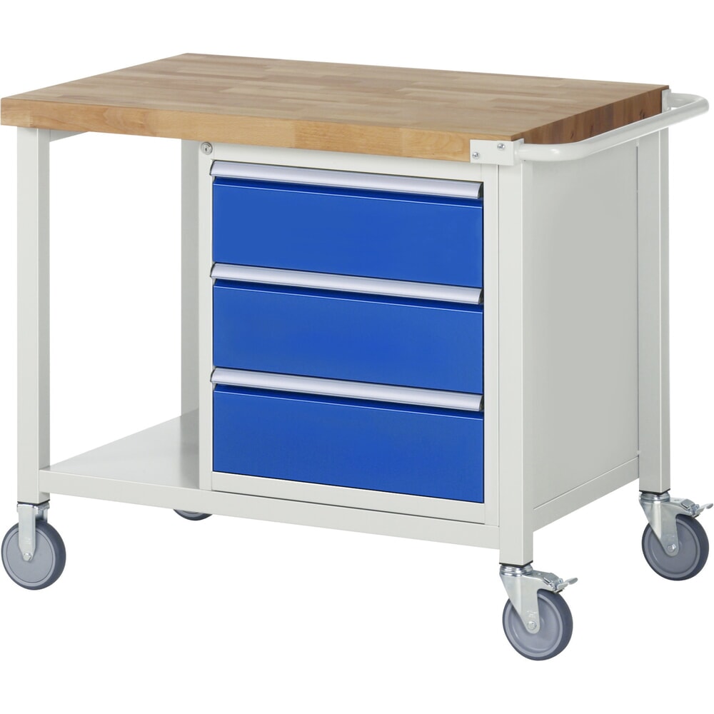 Imagen del producto: Banco de trabajo móvil RAU serie 8000, 1 contenedor, HxAxF 880 x 1.000 x 700 mm, 3 cajones extraíbles al 90 %, ancho 490 mm