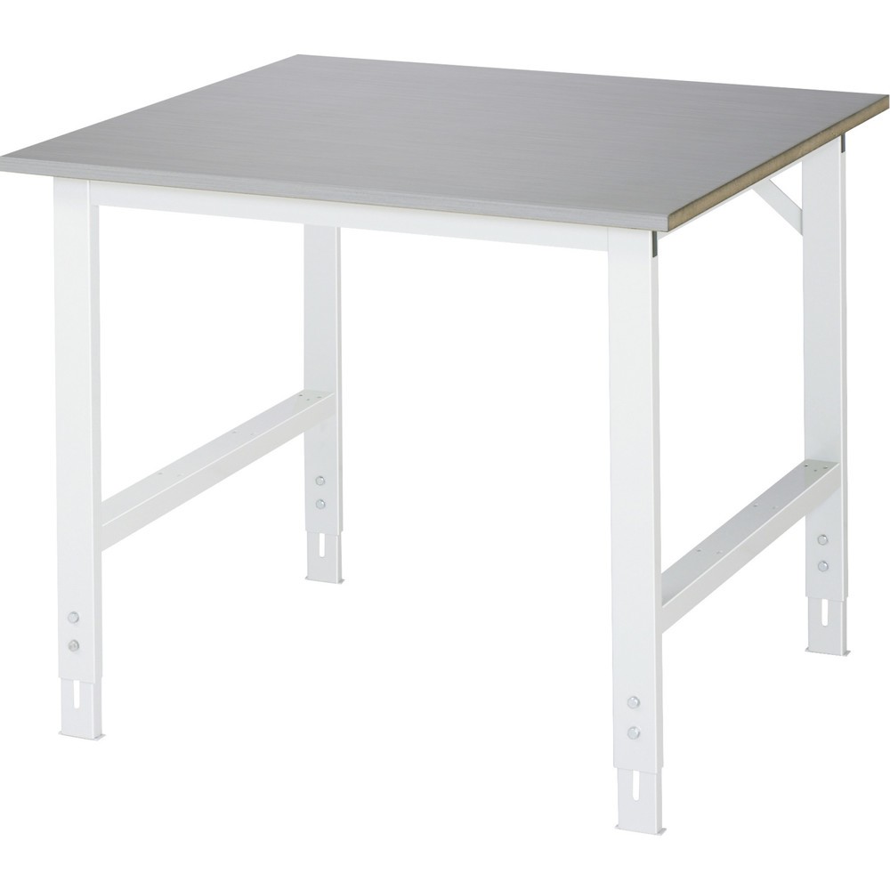 Imagen del producto: Mesa de trabajo RAU ajustable en altura, serie TOM, H x A x F 760-1.080 x 1.000 x 1.000 mm, tablero de trabajo con revestimiento acero inoxidable