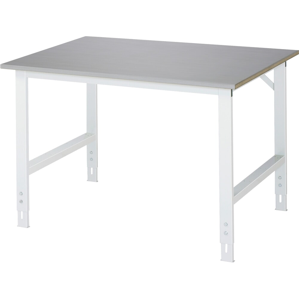 Imagen del producto: Mesa de trabajo RAU ajustable en altura, serie TOM, H x A x F 760-1.080 x 1.250 x 1.000 mm, tablero de trabajo con revestimiento acero inoxidable