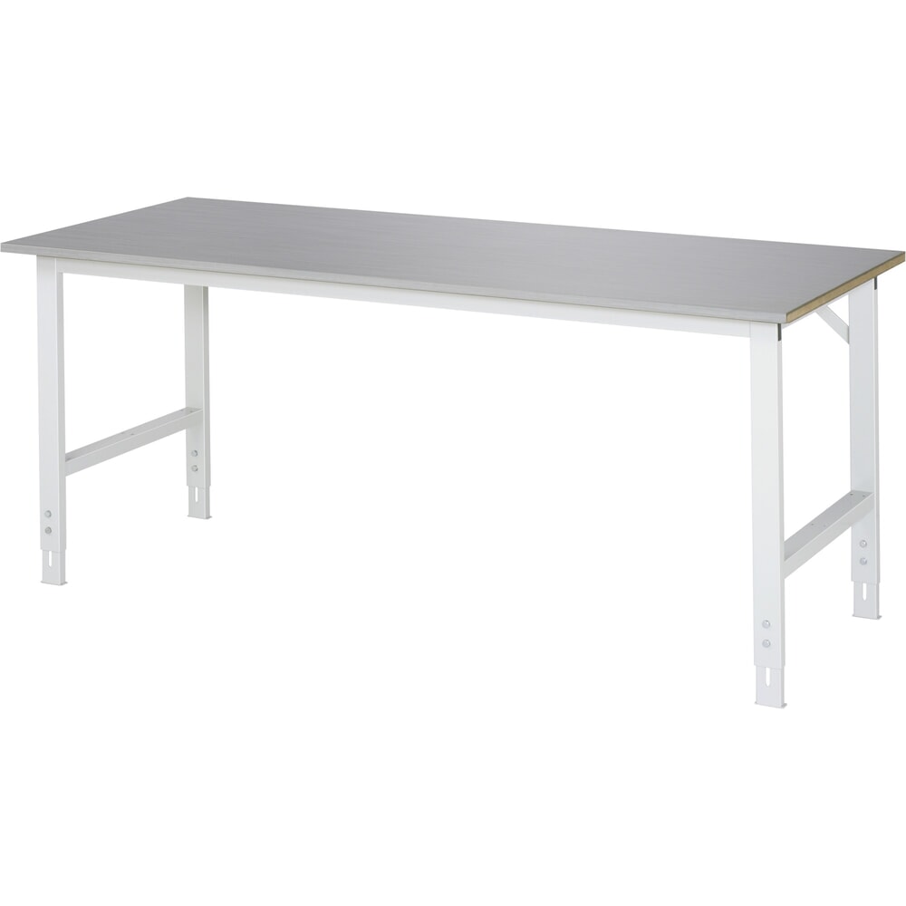 Imagen del producto: Mesa de trabajo RAU ajustable en altura, serie TOM, H x A x F 760-1.080 x 2.000 x 800 mm, tablero de trabajo con revestimiento acero inoxidable