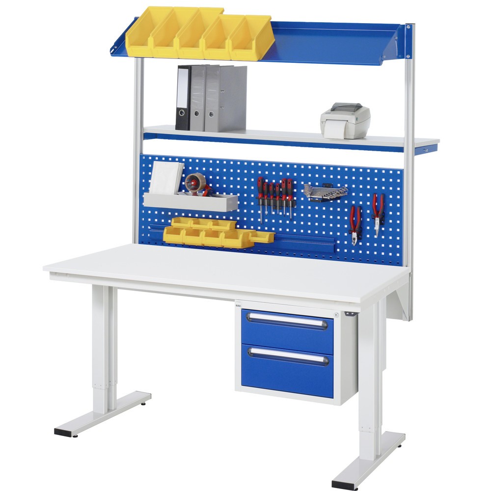Número de imagen del producto 6: Banco de trabajo RAU con ajuste de altura eléctrico, serie adlatus 300, H x A x F 720-1.120 x 1.000 x 800 mm, tablero de trabajo con revestimiento de linóleo universal