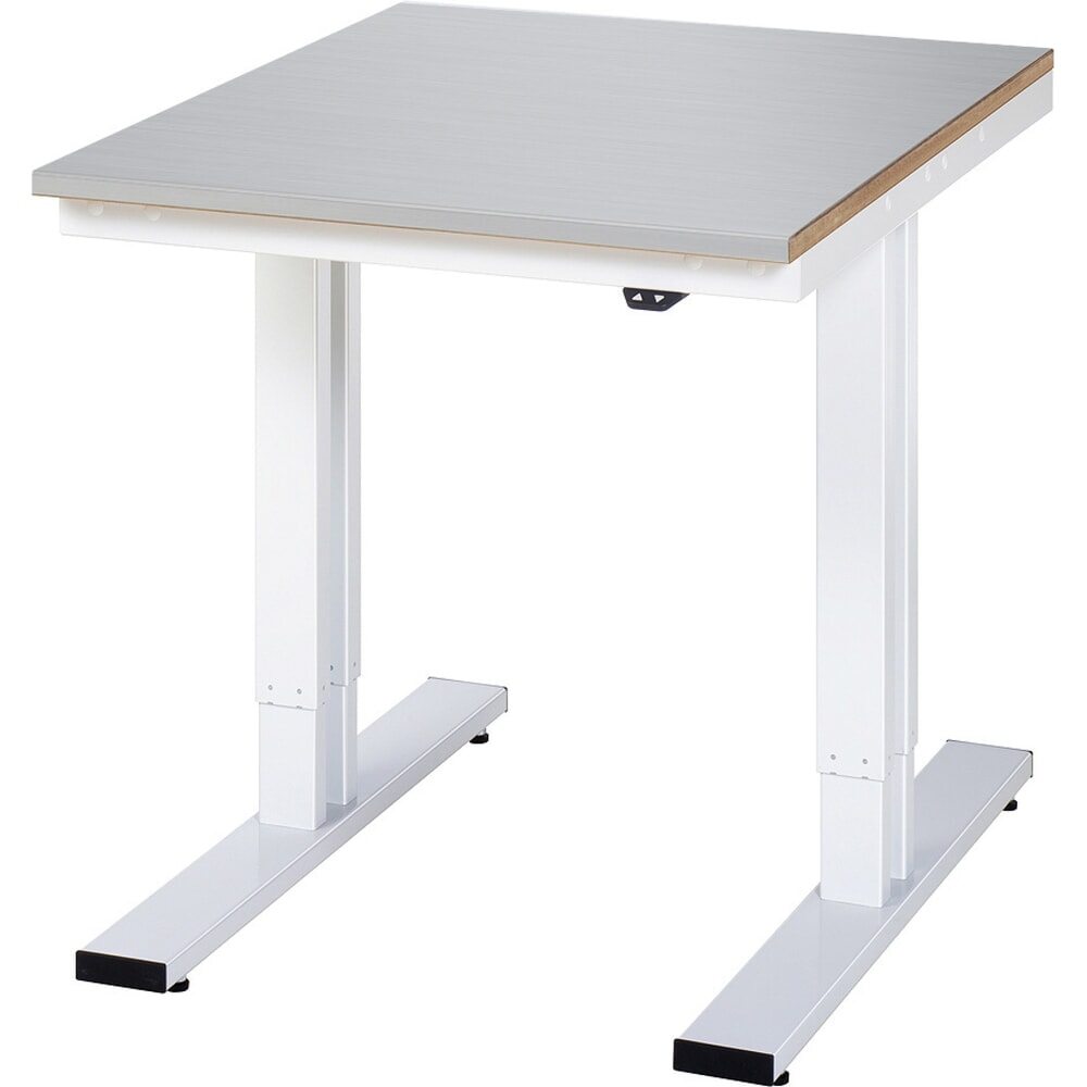 Imagen del producto: Banco de trabajo RAU con ajuste de altura eléctrico, serie adlatus 300, H x A x F 720-1.120 x 750 x 1.000 mm, tablero de trabajo con revestimiento de acero inoxidable