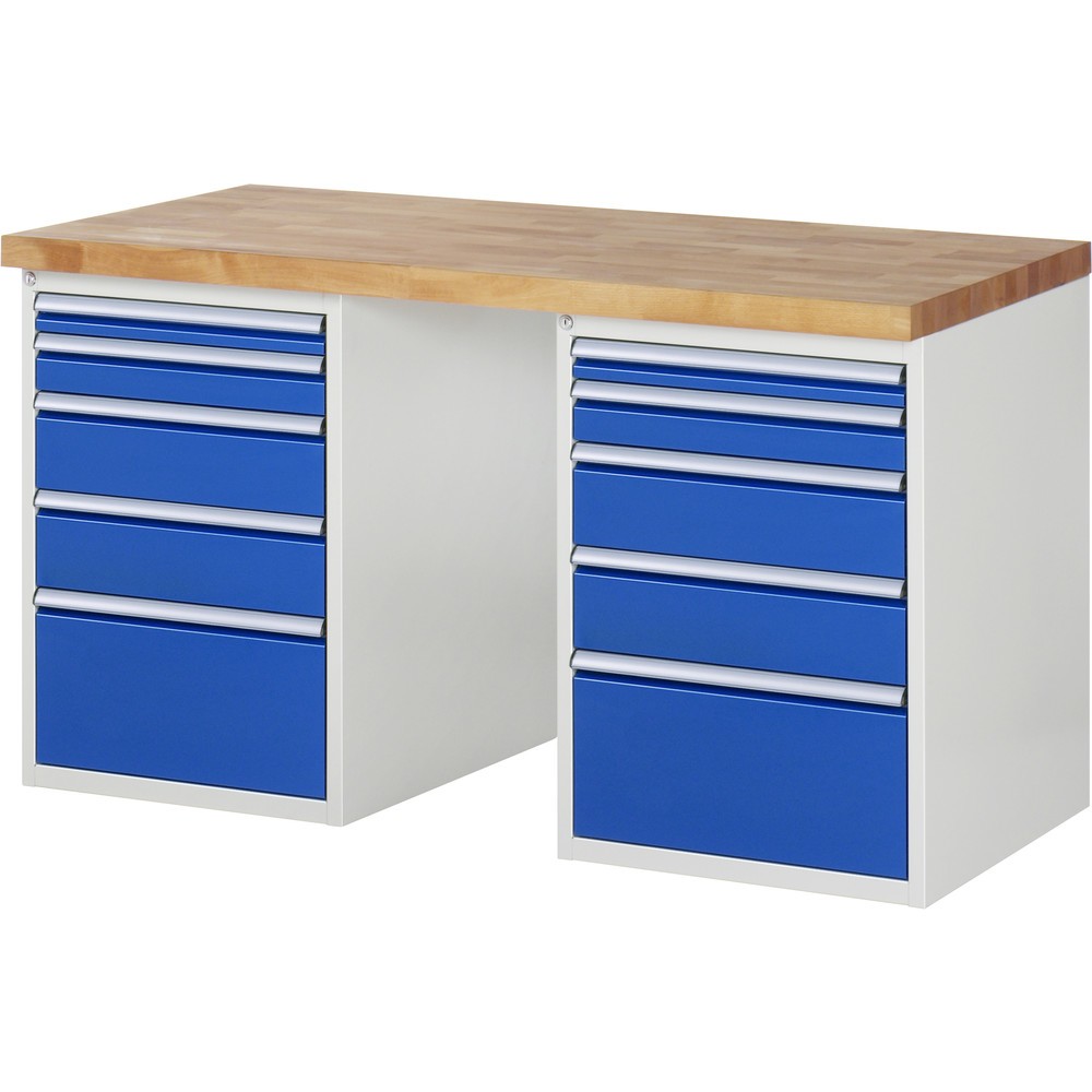 Número de imagen del producto 1: Banco de trabajo RAU serie 7000, 2 contenedor, HxAxF 890 x 1.500 x 700 mm, 10 cajones extraíbles al 90 %, 2 x 60, 2 x 90, 4 x 150, 2 x 270 mm