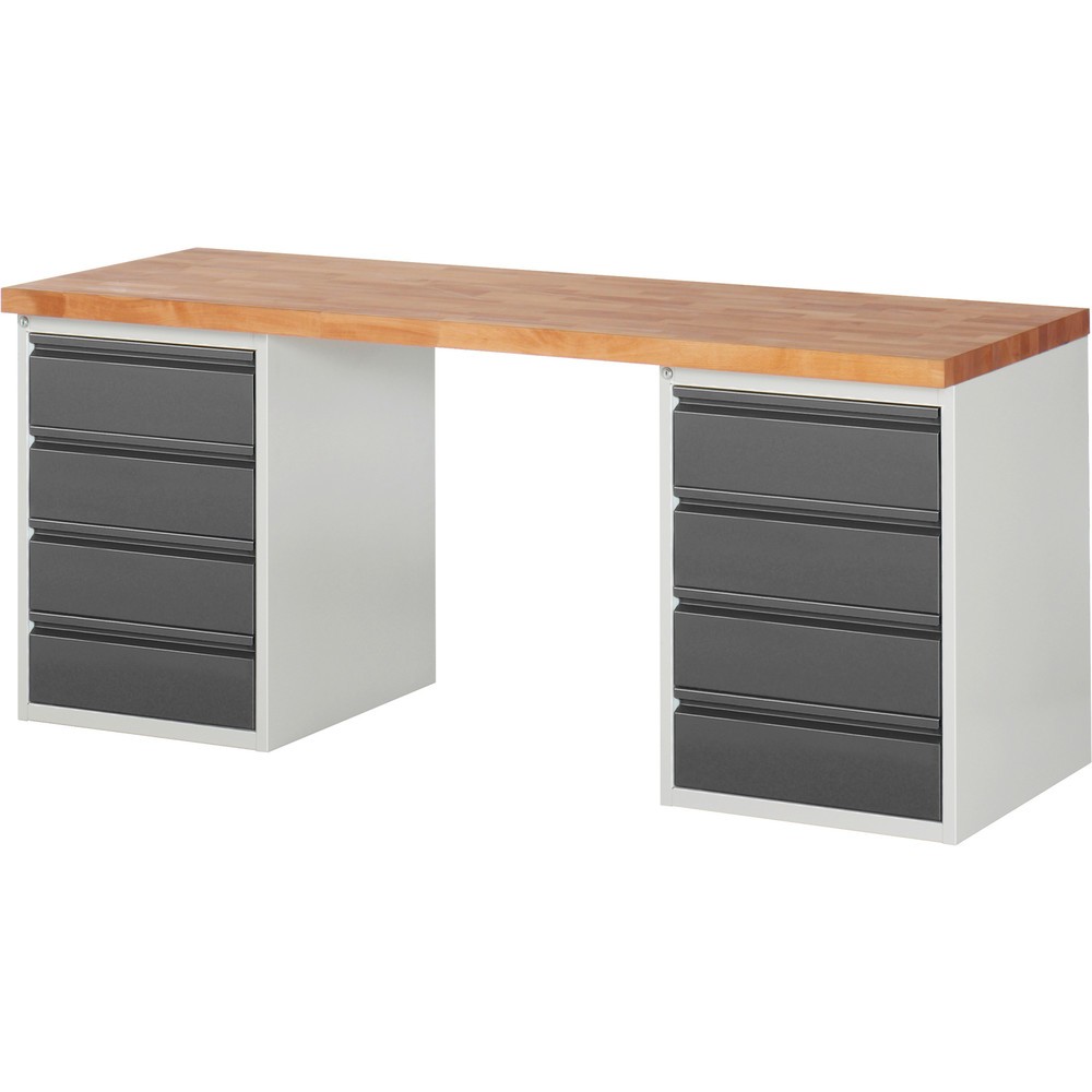 Imagen del producto: Banco de trabajo Steinbock®, con 2 cajones 4, 840 x 2.000 x 700 mm, RAL 7035/7016