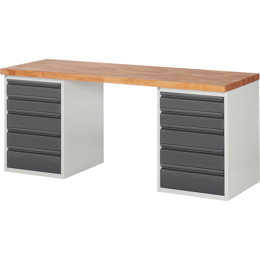 Imagen del producto: Banco de trabajo Steinbock®, con 2 cajones 5, alto H x An x F 840 x 2.000 x 700 mm, RAL 7035/7016