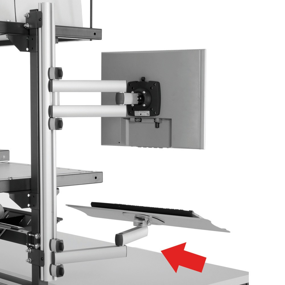 Imagen del producto: Bandeja para teclado y ratón con brazo articulado para el Rocholz sistema de mesa de embalaje, Al x An x F 200 x 100 x 455 mm