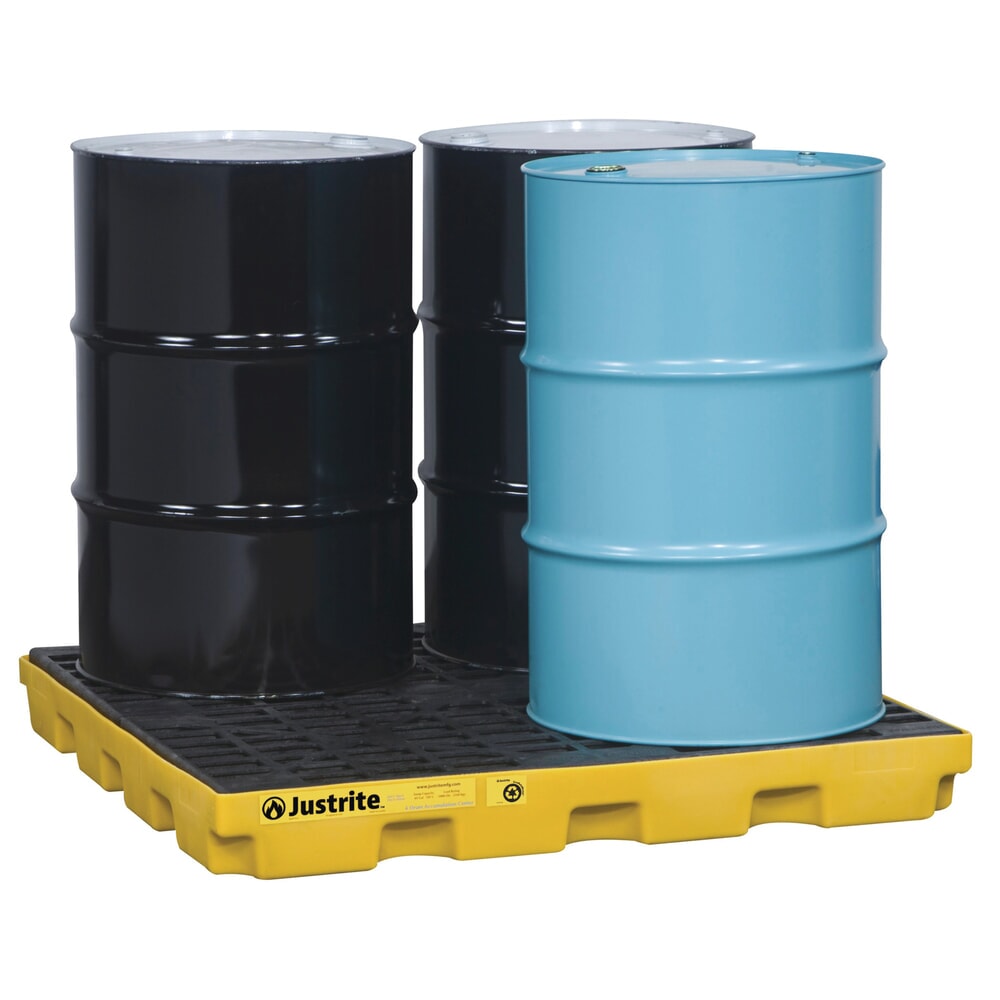 Número de imagen del producto 2: Justrite® cubeta de retención plano de PE, 4 x 200 l, capacidad 185 l, amarillo