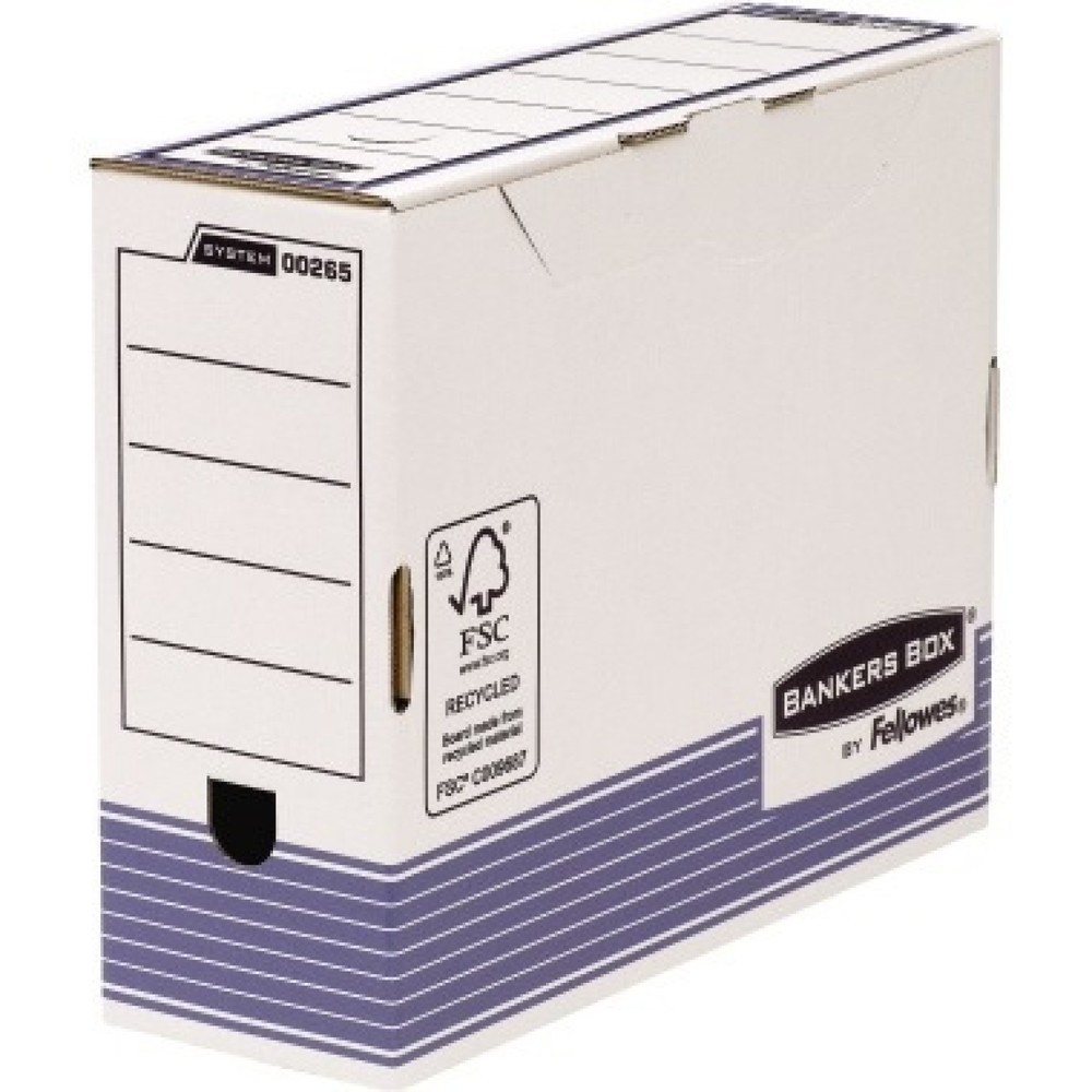 Produktabbildung: Bankers Box Archivbox R-Kive Prima (80mm) 0026401 weiß/blau