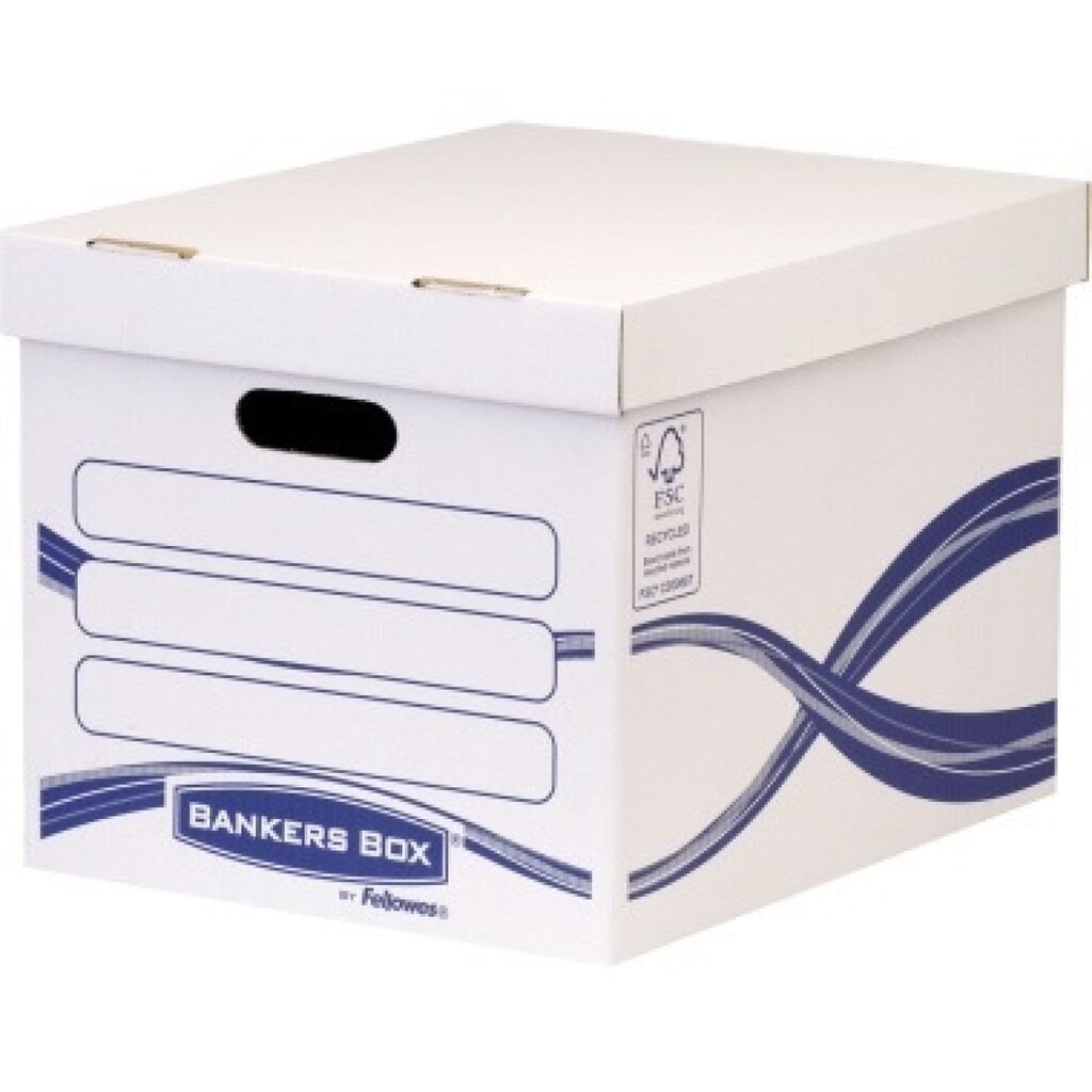 Bankers Box Archivschachtel Basic 4460801 317x287x384mm ws/bl Produktabbildung: Bankers Box Archivschachtel Basic 4460801 317x287x384mm ws/bl