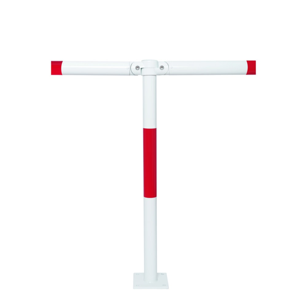 Número de imagen del producto 4: Barandilla sistema MORION, tubo transversal, Ø 60 mm, longitud 1.500 mm, paso 1.670 mm, galvanizado en caliente y pintado, rojo/blanco