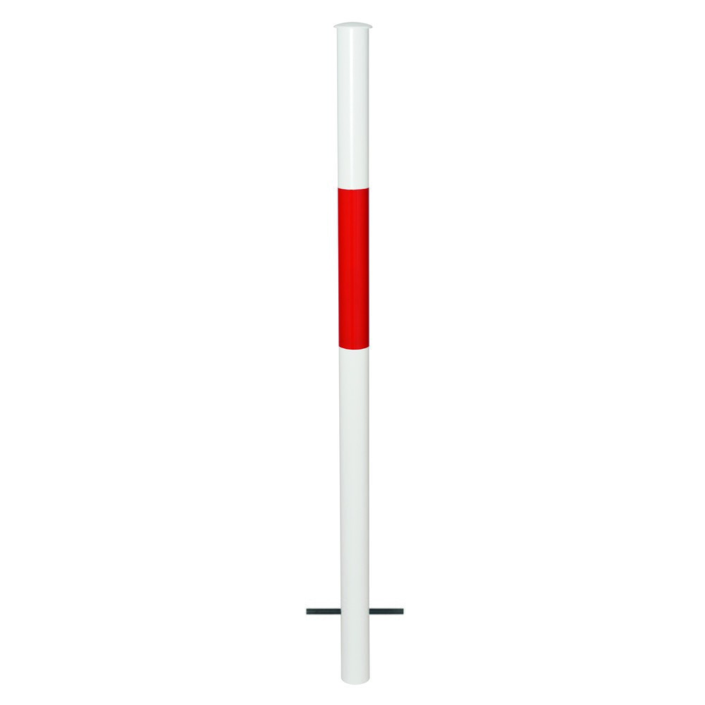 Zdjęcie produktu: Bariera systemowa URBAN, rura pionowa, Ø 60 mm, wysokość nad podłożem 1000 mm, do osadzenia w betonie, ocynkowana ogniowo oraz lakierowana, kolor czerwony/biały