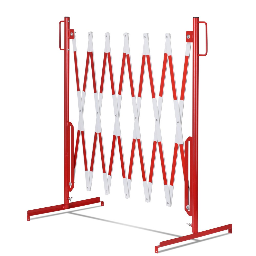 N° de l'image du produit 6 : Barrière extensible dancop, pied des deux côtés, largeur 3 600 mm, rouge/blanc