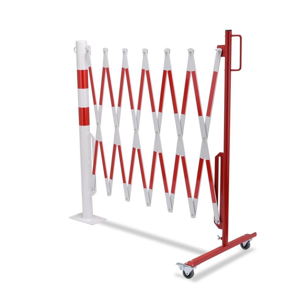 N° de l'image du produit 11 : Barrière extensible dancop avec potelets, Ø 60 mm, largeur 3 600 mm, rouge/blanc