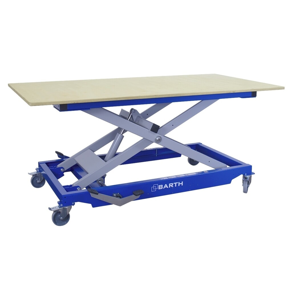 BARTH Montage-Hubtischwagen H400 XL mit Multiplex-Arbeitsplatte, Tragkraft 400 kg, Plattform 2.000 x 1.015 x 24 mm Produktabbildung: BARTH Montage-Hubtischwagen H400 XL mit Multiplex-Arbeitsplatte, Tragkraft 400 kg, Plattform 2.000 x 1.015 x 24 mm